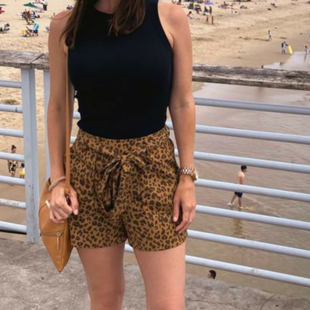 Leopard print shorts with tie EUC size XS
